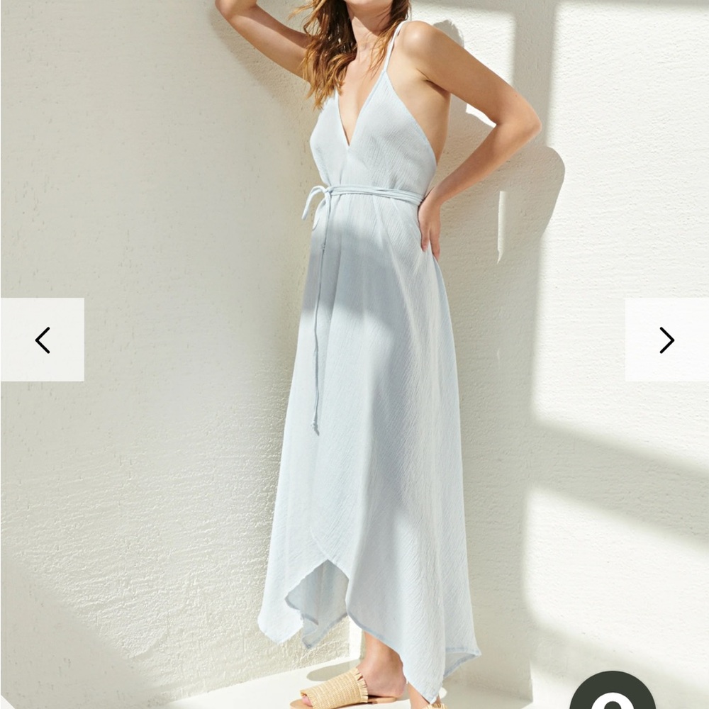 Handloom Sage Maxi Dress Baby Blue